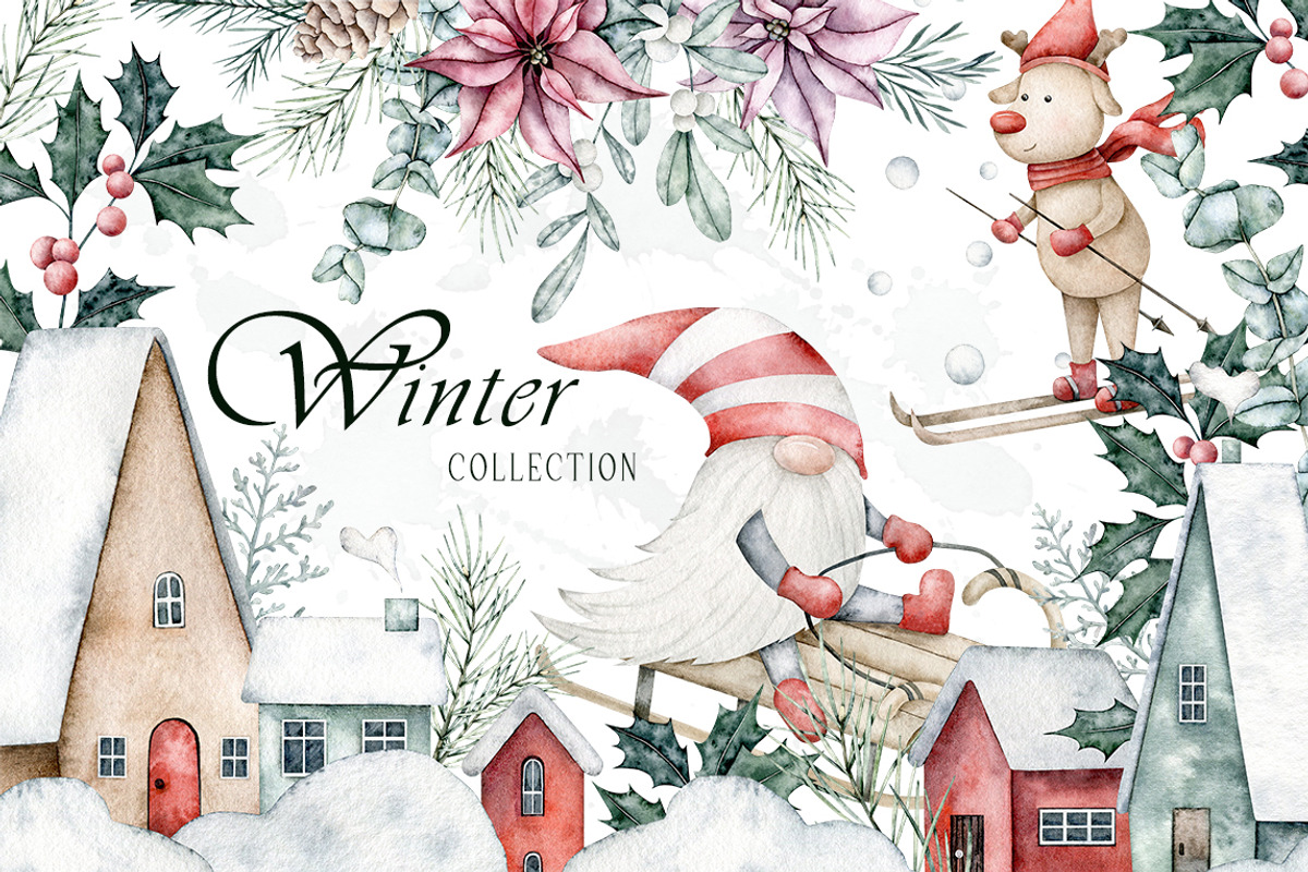 Christmas gnome watercolor clipart, an Illustration by Daryartsy (Photo 1 of 11)