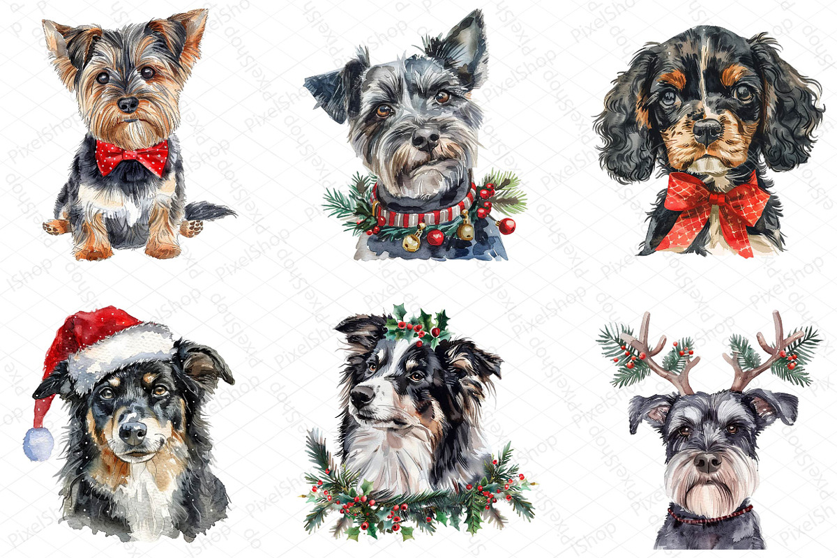 Christmas Dogs Clipart, an Illustration by DreamPrint404 (Photo 4 of 7)