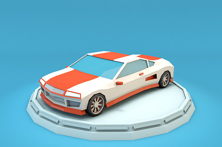 Cartoon Sport Car Low Poly, a Cars & Vehicle 3D Model by Low Poly Lab