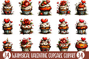Whimsical Valentine Cupcake Clipart, an Illustration by Designking (Thumbnail 1 of 5)