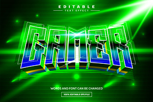 Gamer Green 3D Editable Text Effect