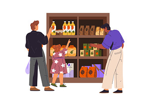 People at grocery store choose, a Food Illustration by Elegant Solution