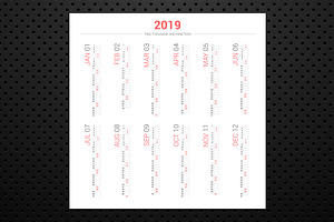 Calendar 2019 Vertical Design