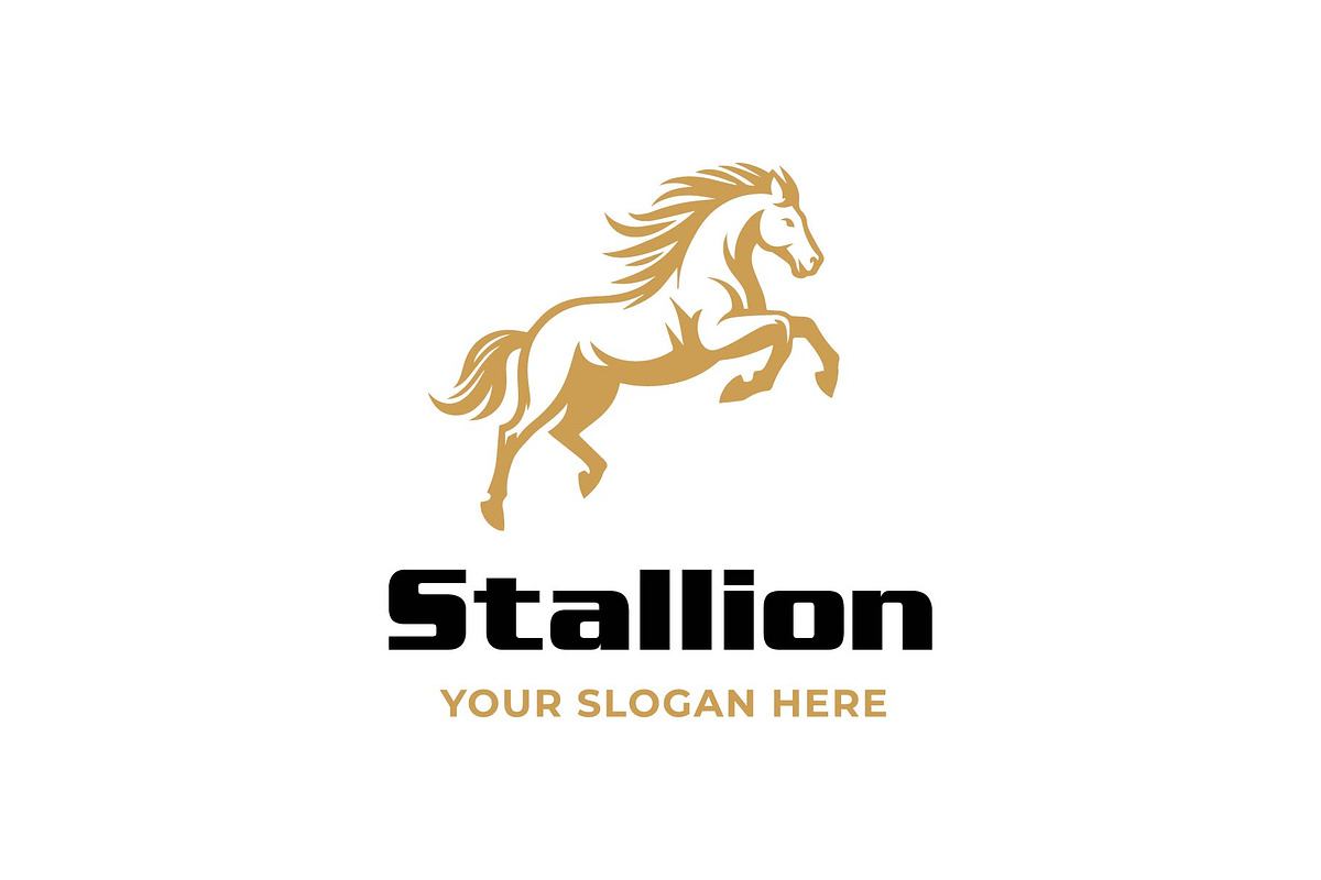 Gold Jumping Horse Stallion Logo, a Branding & Logo Template by funpixel