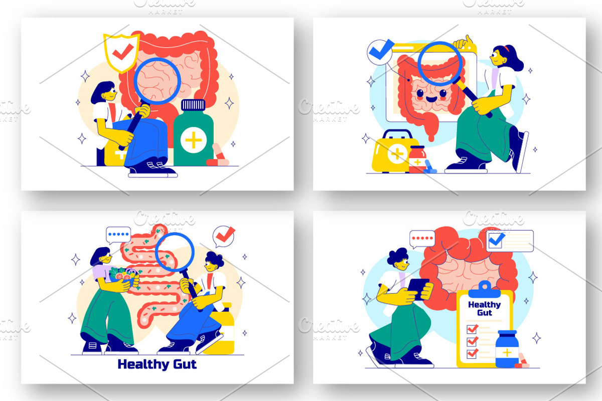 10 Healthy Gut Illustration, a Healthcare Illustration by denayunebgt (Photo 2 of 4)