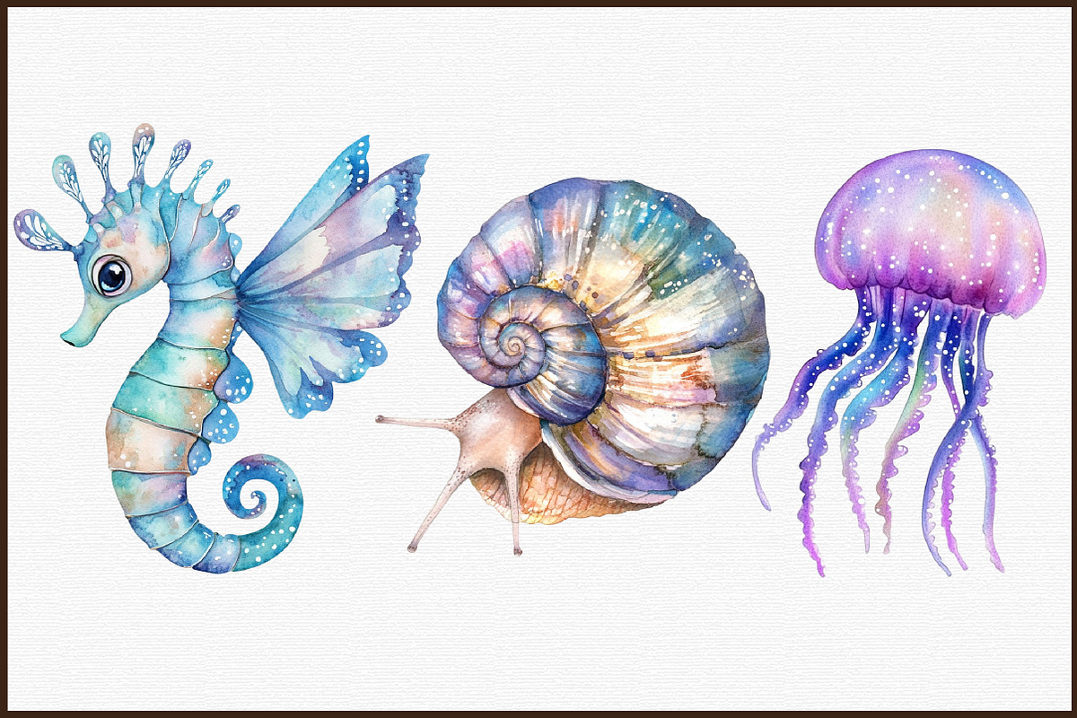Fantasy Cute Sea Creature Animals Pn, an Illustration by Sublimation Artist (Photo 3 of 6)
