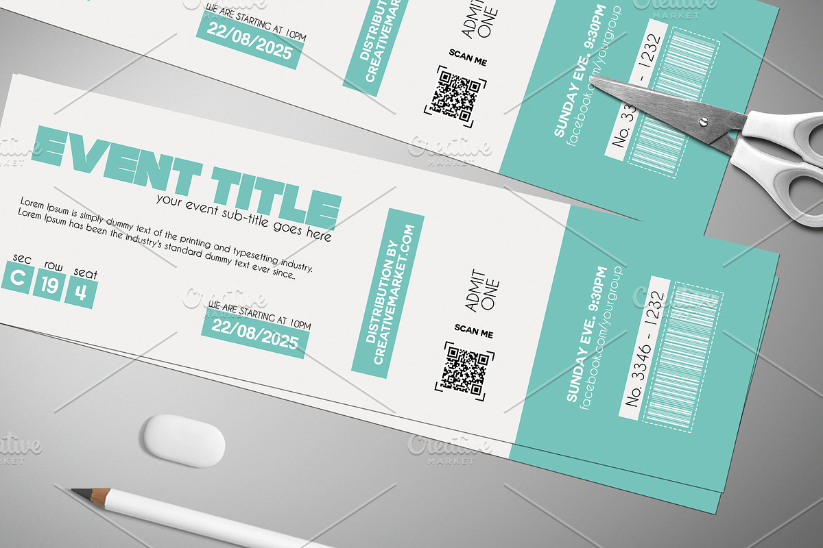 Minimalistic Event Ticket 021, a Card Template by Tzochko (Photo 2 of 5)