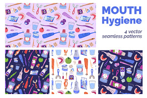 Dental care tools, seamless patterns, a Pattern Graphic by Good Studio