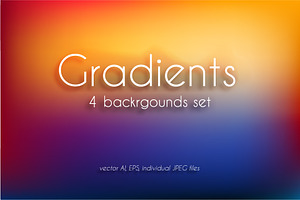 Set Of 4 Vector Gradient Backgrounds