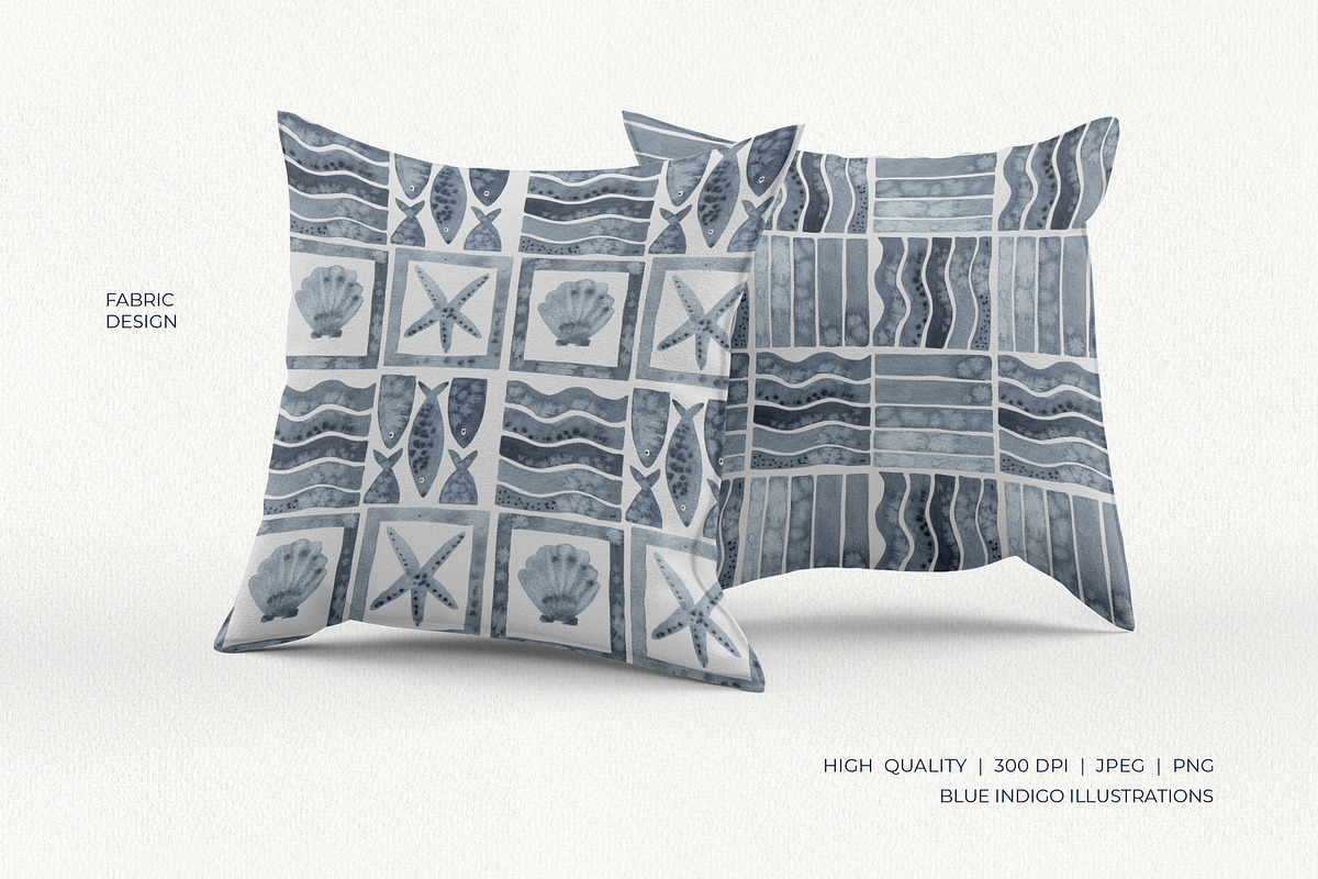 Indigo Sea Marine Watercolor Pattern, an Animal Illustration by YarovaArt (Photo 9 of 12)