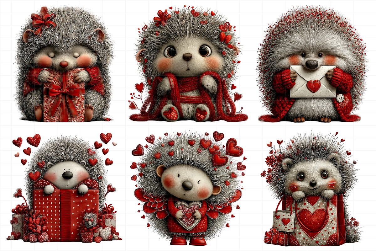 Whimsical Valentine Hedgehog Clipart, an Illustration by Daily.Designs (Photo 8 of 8)
