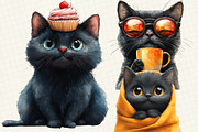 Quirky Funny Black Cat Clipart, an Illustration by OK Design (Thumbnail 3 of 4)