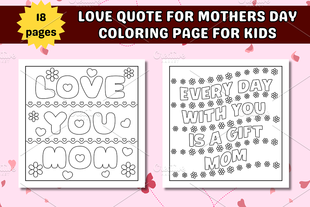 Mother's Day Quote Coloring Page, an Education Illustration by Salaly (Photo 4 of 5)