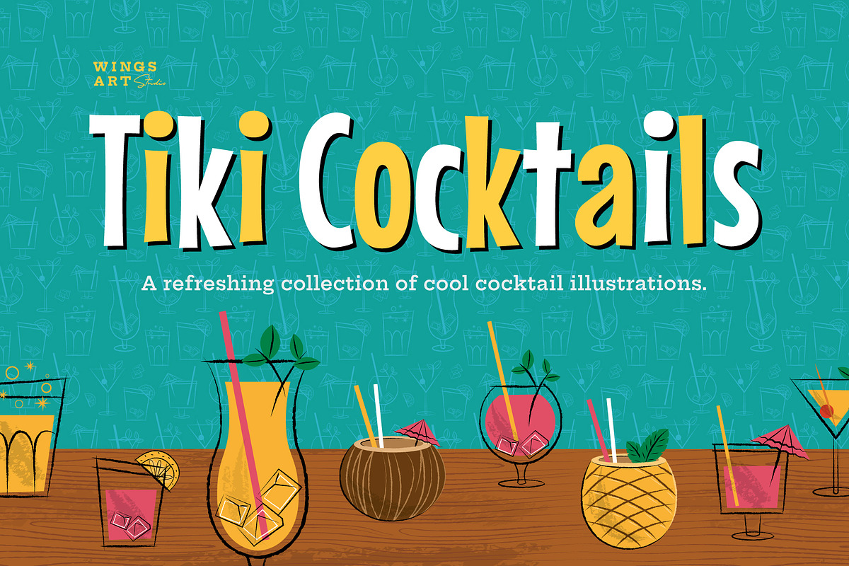 Tiki Cocktail Party Illustrations, a Food Illustration by Wingsart Studio (Photo 1 of 3)