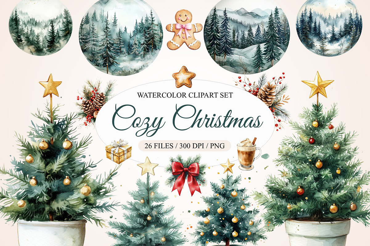 Cozy Christmas Clipart, a Seasonal Illustration by Housui Patterns (Photo 1 of 14)