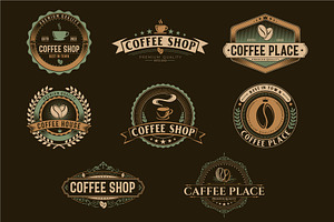 8 Vintage Coffee Logo Set