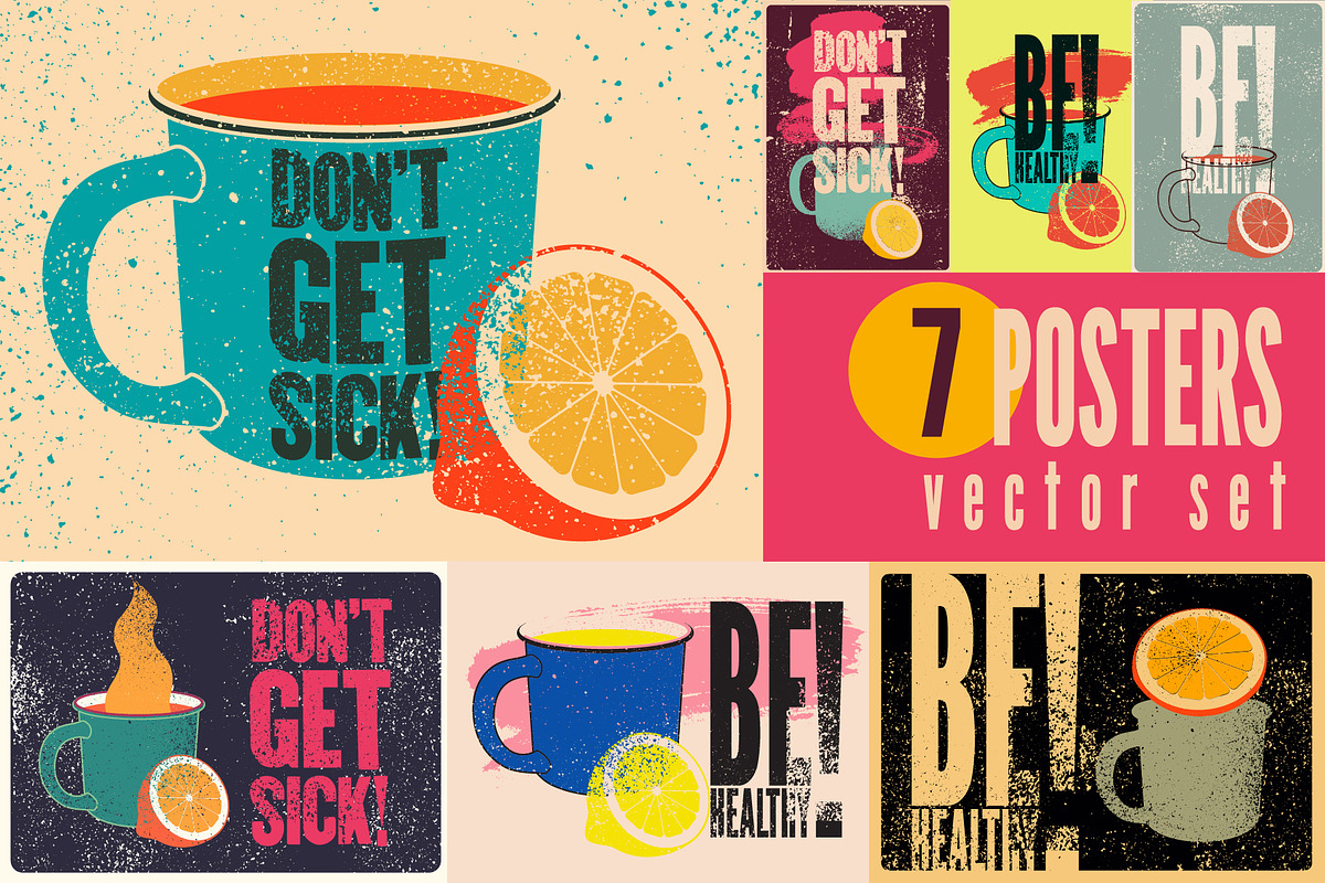 Mug with hot drink. Vector set., a Healthcare Illustration by PoPaShop (Photo 1 of 8)