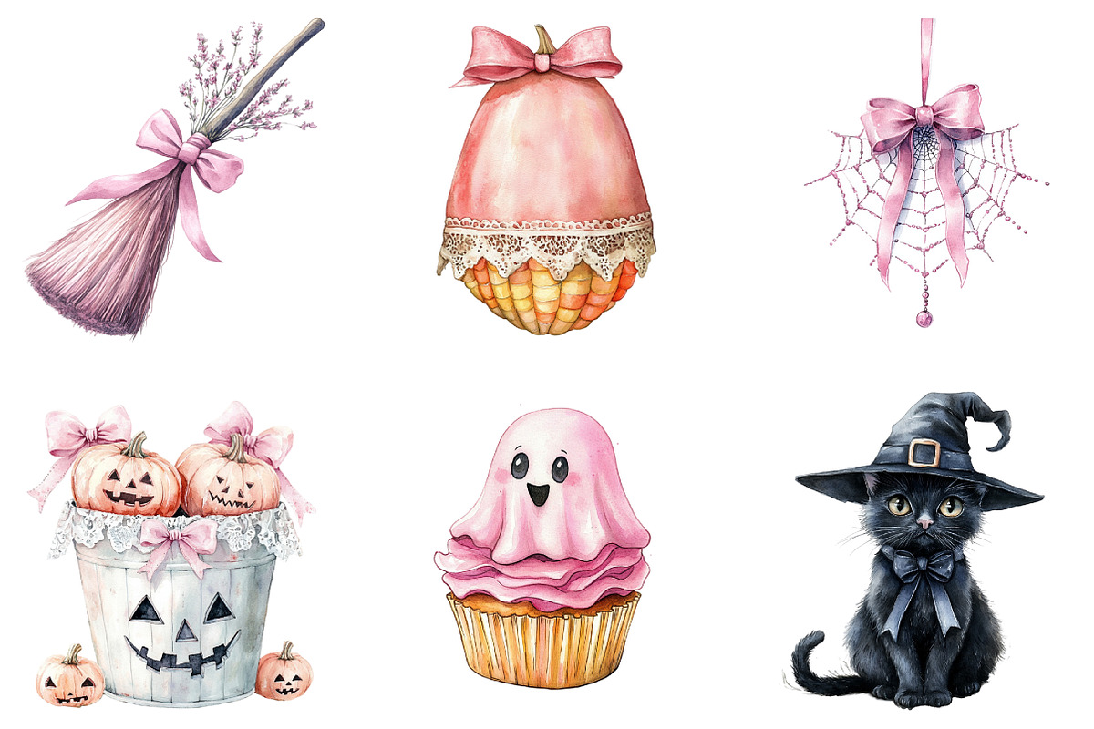 Pink Coquette Bow Halloween Clipart, an Illustration by DreamArtGraphic (Photo 3 of 5)