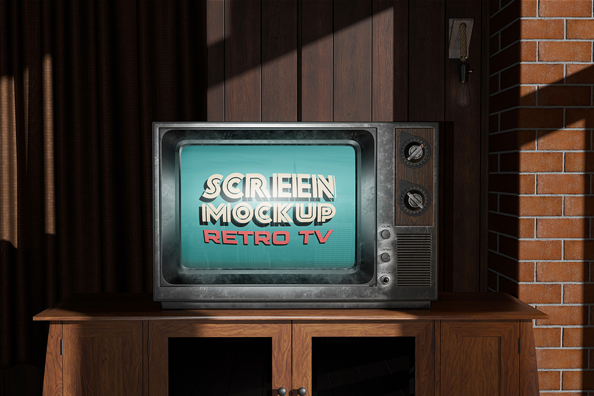 Retro TV Screen Mockup, a Wearable Device Mockup by Modaldesain (Photo 2 of 2)