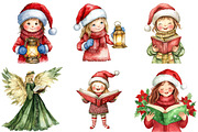 Christmas Carolers Watercolor, a Seasonal Illustration by CitraGraphics (Thumbnail 2 of 6)