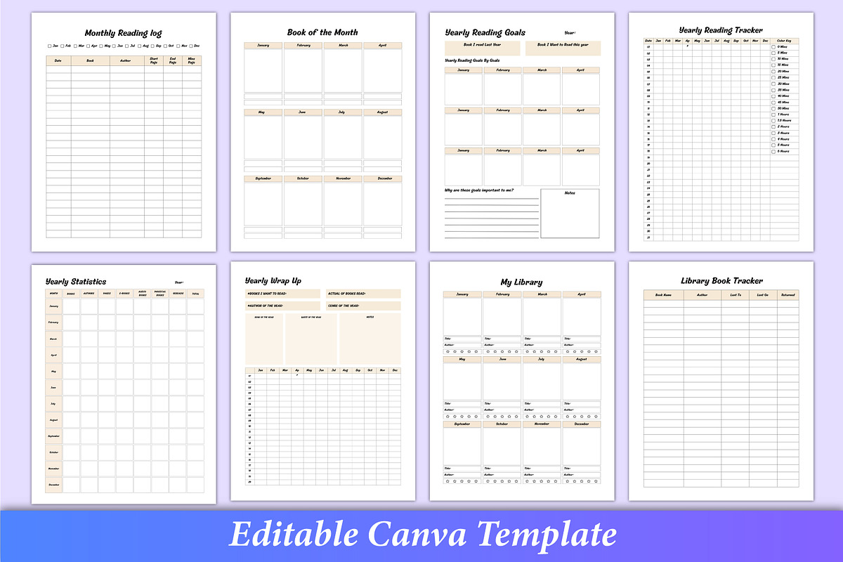 Digital Reading Book Planner Canva