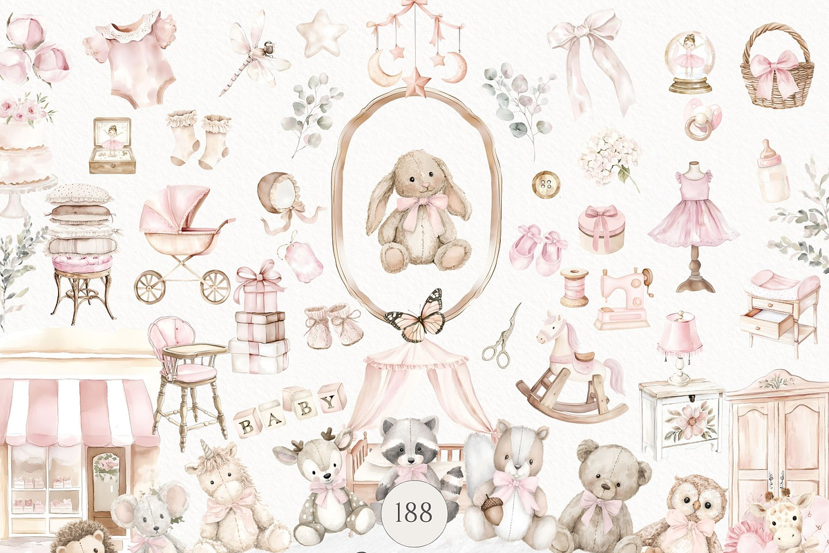 Coquette Atelier nursery boutique, a Decorative Illustration by Invite to Clipart (Photo 2 of 13)