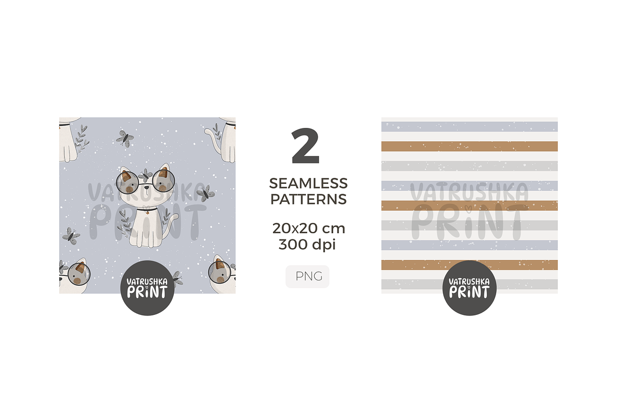 Printable pattern with cat, a Pattern Graphic by vatrushkaprint_store (Photo 2 of 2)