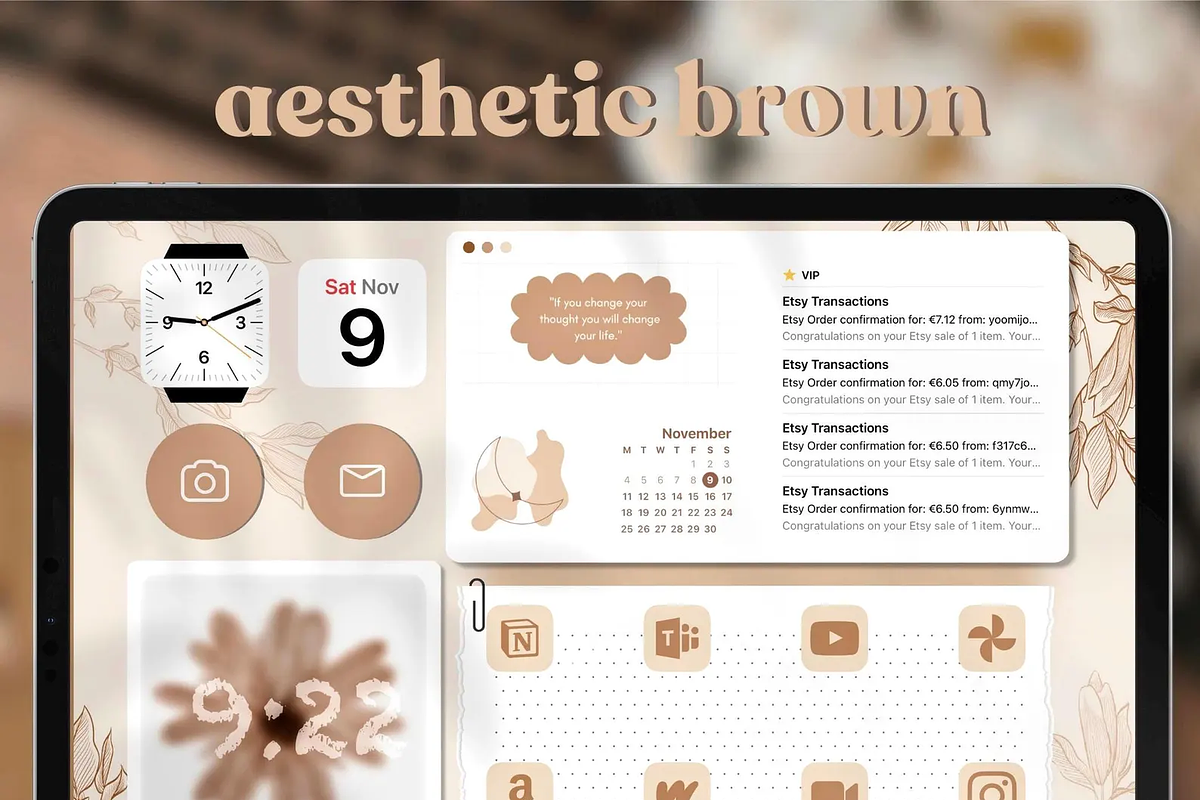 Brown iOS Wallpaper Icons Theme, a Background Graphic by BeeRubby (Photo 2 of 10)