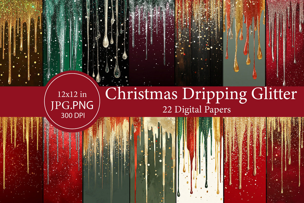 Christmas Dripping Glitter Digital, an Illustration by Designworld (Photo 1 of 6)