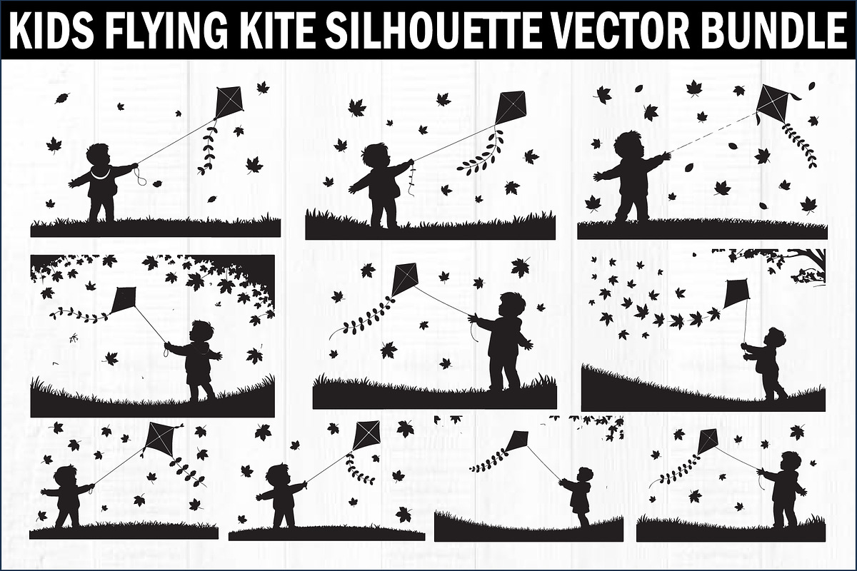 Kids Flying Kite Laser Cut Bundle, an Object Graphic by balal (Photo 1 of 11)