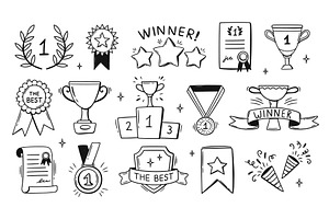 Award and winner doodle, hand drawn, an Object Illustration by winwin.art