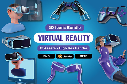 Set of 3d icons VR element bundle, an Object 3D Model by Guavanaboy