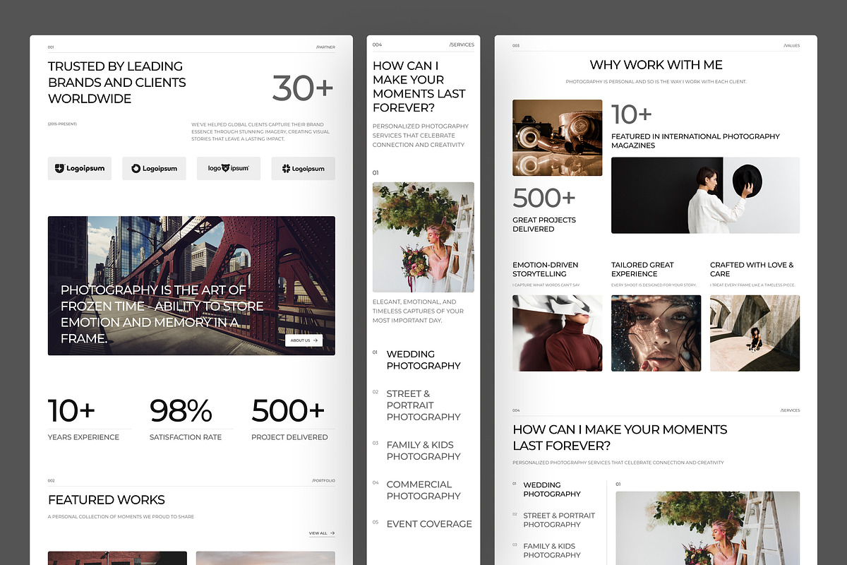 Photography Website UI Figma, an UI Kit Template by peterdraw (Photo 2 of 7)