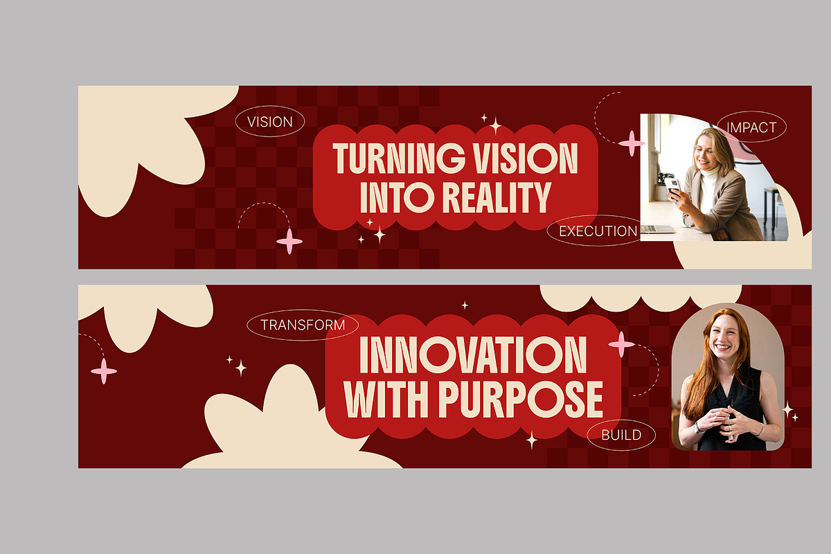 Red Retro Linkedin Banner, a Social Media Template by Neermana (Photo 2 of 4)