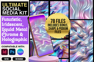 SOCIAL MEDIA PACK Holographic Chrome, a Social Media Template by Lorna London