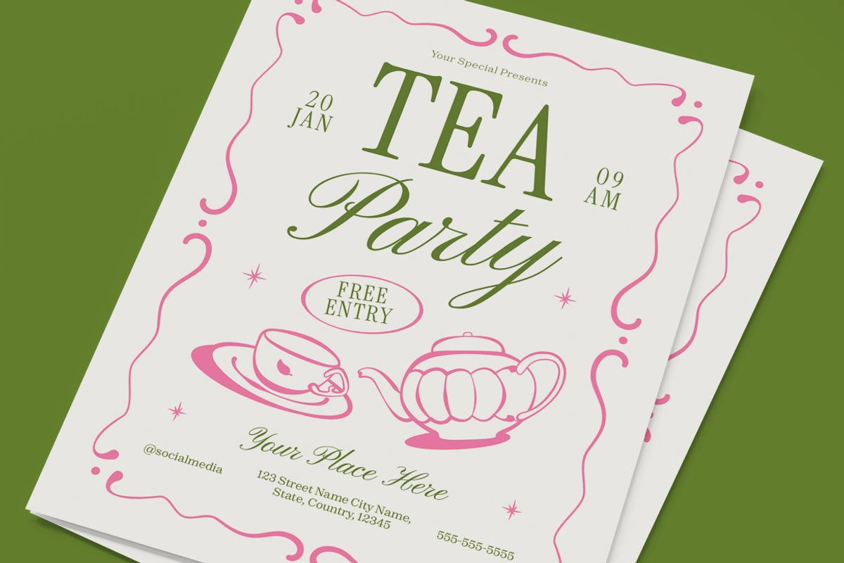 Tea Garden Party Flyer, a Flyer Template by graphicook (Photo 2 of 3)