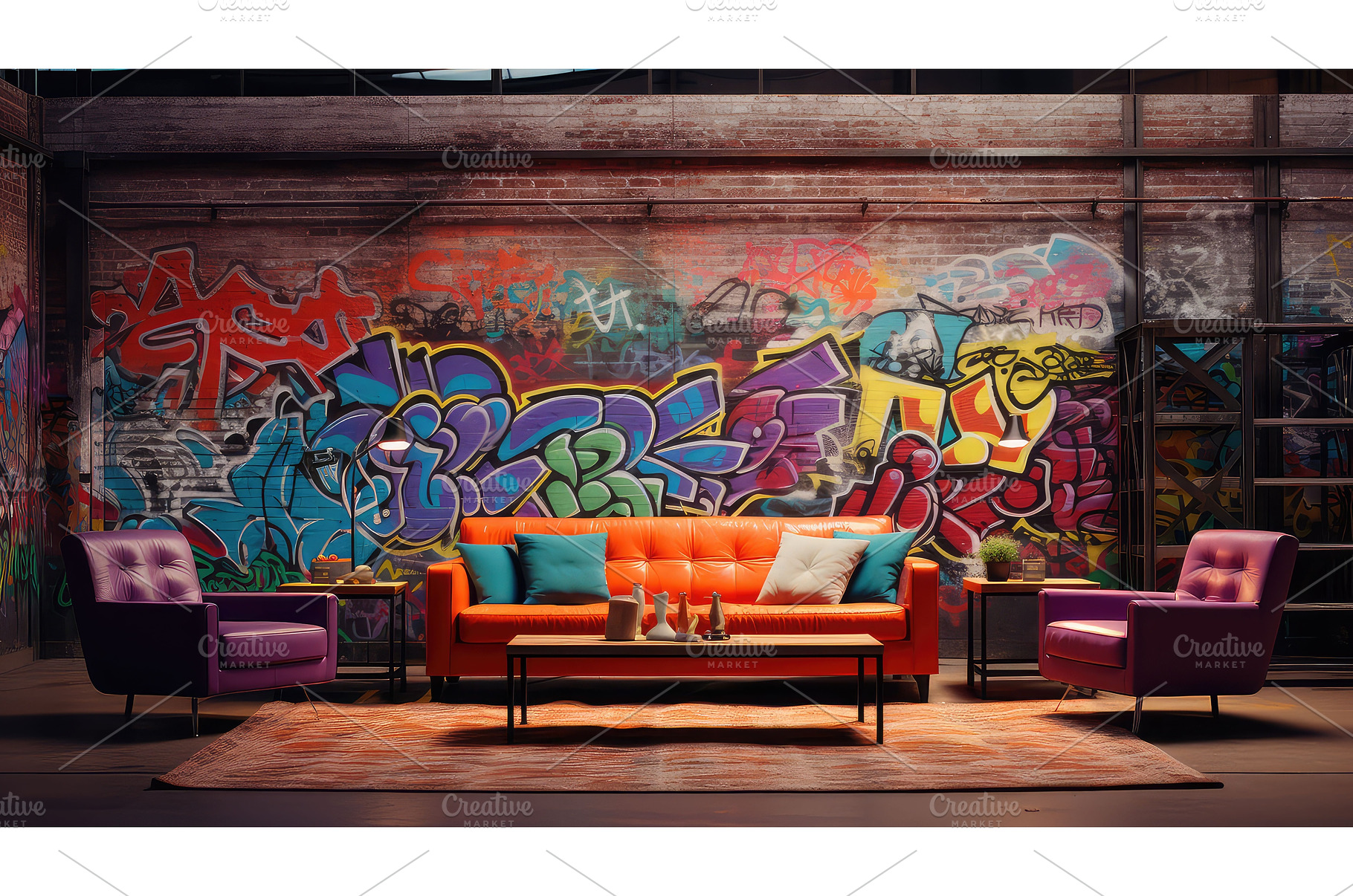 graffiti urban room background ai, an Architecture Photo by pikepicture