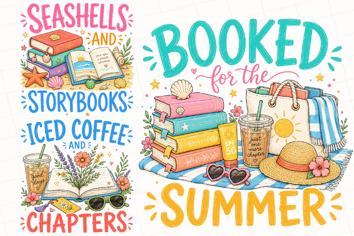 Summer Book Lover Bundle PNG, a Seasonal Illustration by OK Design (Photo 3 of 6)