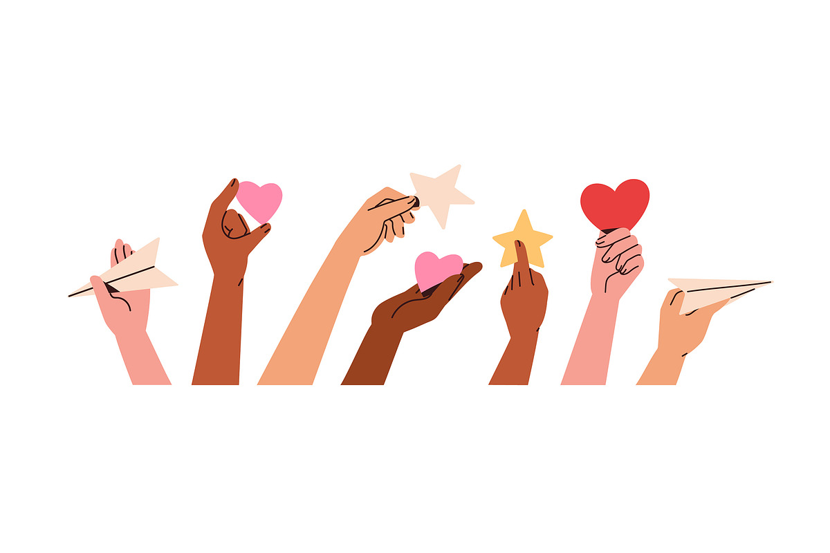 Hands with heart, star, emoji symbol, a Person Illustration by Good Studio (Photo 17 of 25)