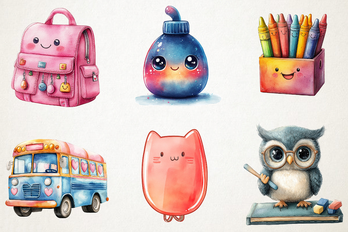 Kawaii School Clipart Bundle, an Illustration by RobertsArt (Photo 7 of 7)