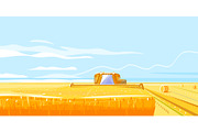 Harvesting fields of grain, a Food Illustration by Oceloti (Thumbnail 3 of 5)