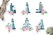 Lighthouses and floral compositions, a Decorative Illustration by ArtPavo (Thumbnail 4 of 5)