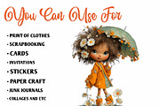 Whimsical Daisy Girls Clipart, a Seasonal Illustration by CreationArt (Thumbnail 5 of 7)
