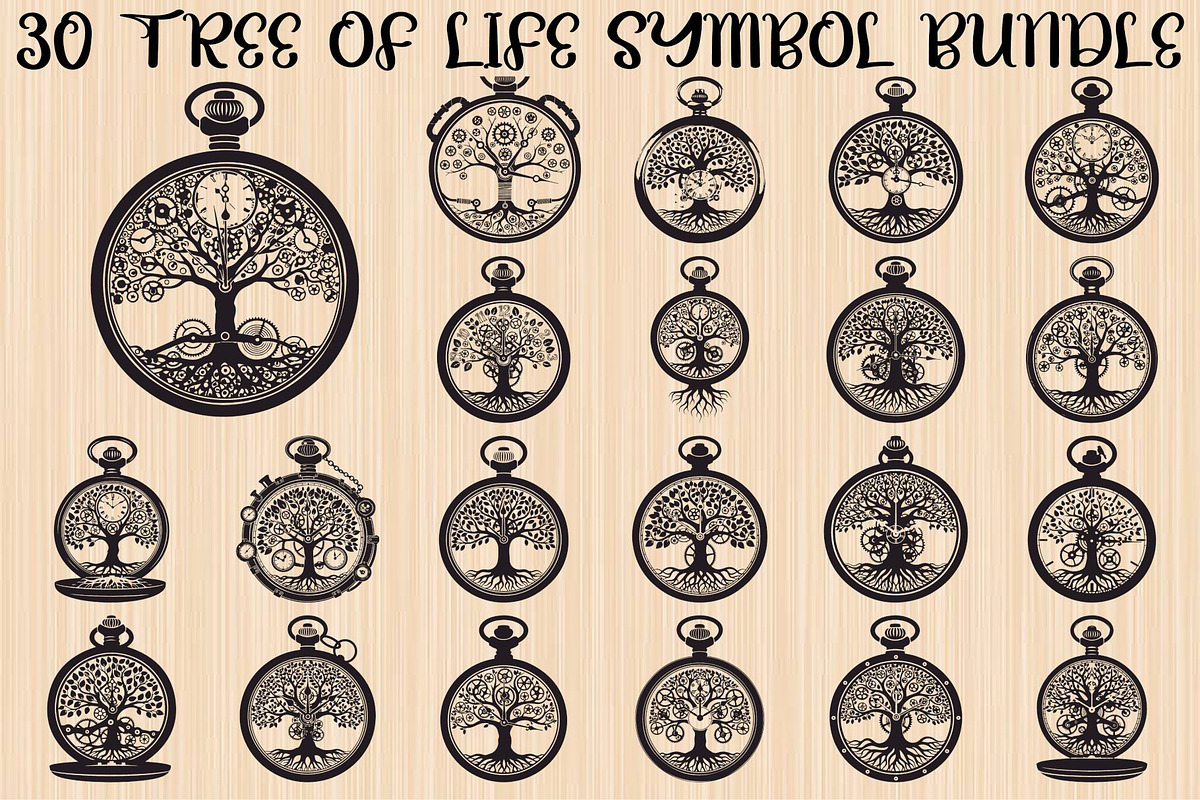 Steampunk Tree of Life Symbol Bundle, an Illustration by yasushie (Photo 1 of 31)
