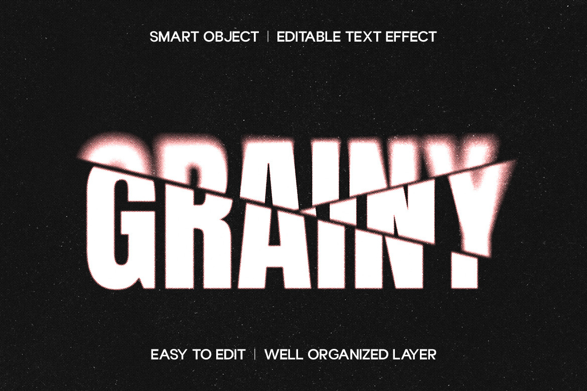 Disorted Grain Text Effect, a Layer Style Add-On by dokudokunomi