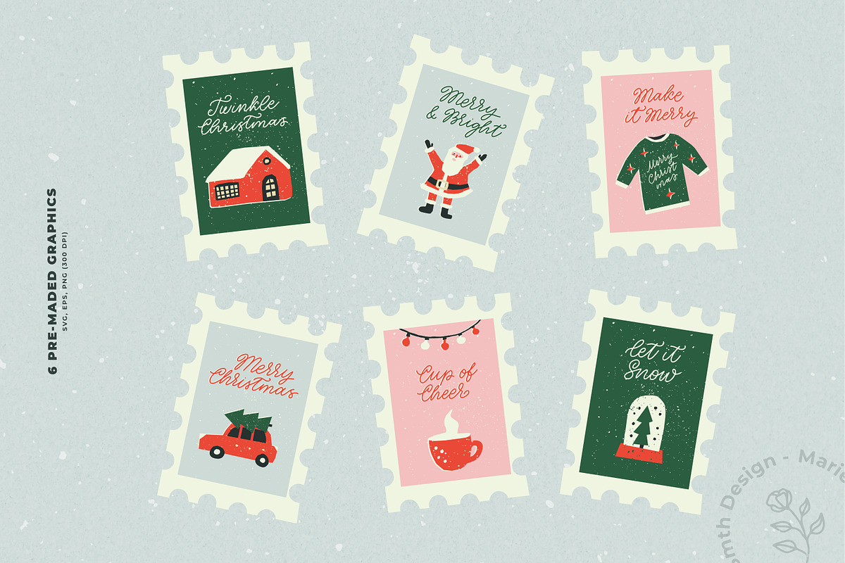 Merry Christmas vector graphics, a Decorative Illustration by Marie Smth (Photo 5 of 6)