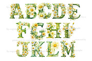 Daisies Alphabet Clipart, a Seasonal Illustration by GlamArtZhanna (Thumbnail 2 of 5)