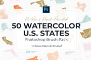 United States Watercolor PS Brushes, a Brush Add-On by Fernwel Creative (Thumbnail 1 of 9)