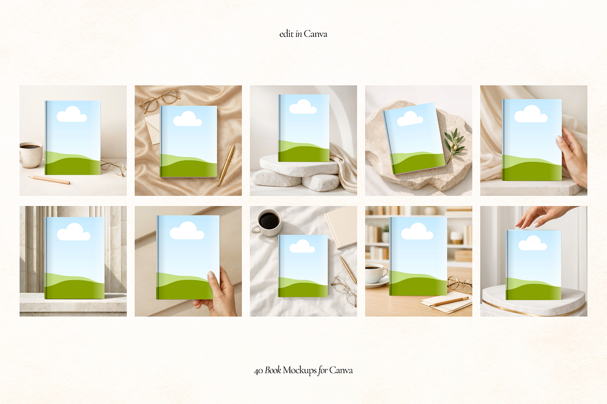 40 Book Cover Mockups for Canva, a Books & Magazine Mockup by Matisse Studio (Photo 5 of 9)