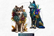 Floral Wolves Fantasy Cliparts, an Animal Illustration by ThatsDesignArt (Thumbnail 14 of 17)